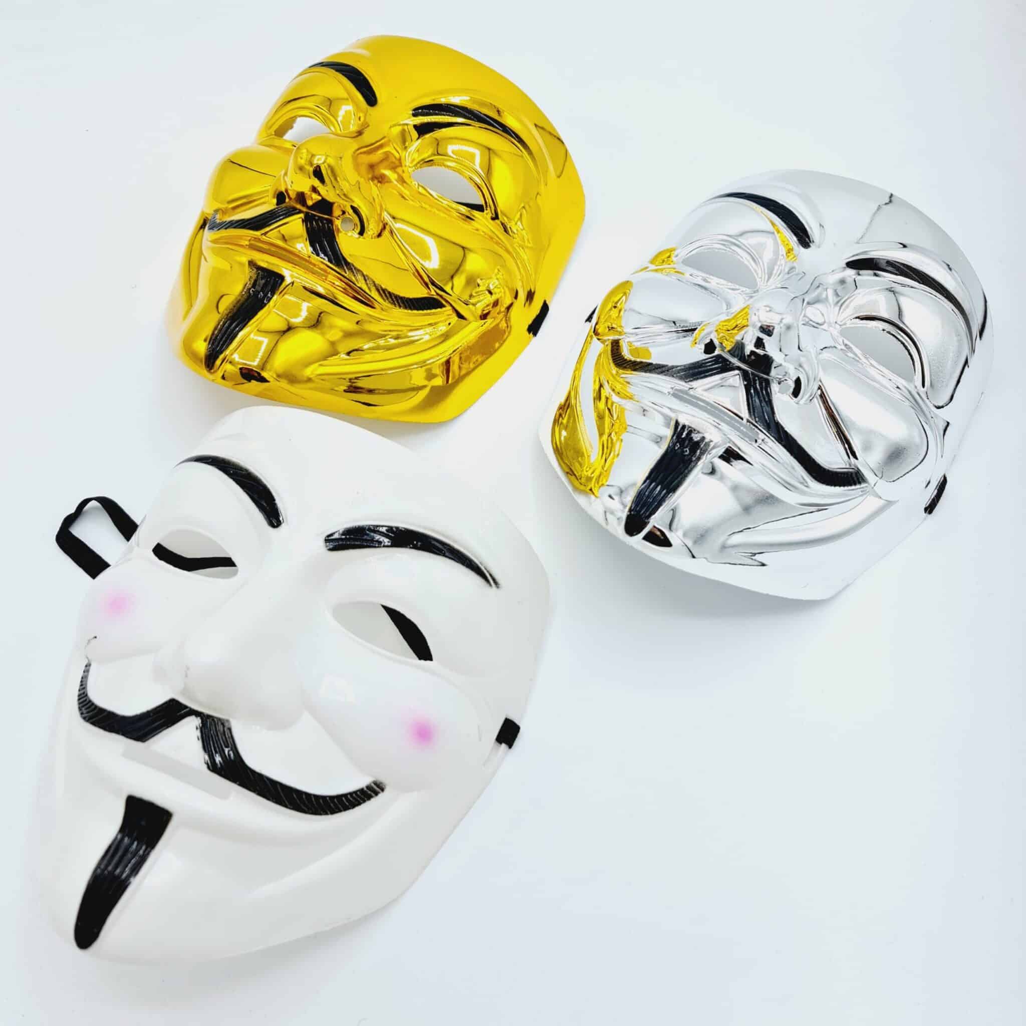 nyheder Luftfart klippe Anonymous masker 1 stk. flere farver - Guld / Sølv / Hvid - Tomato