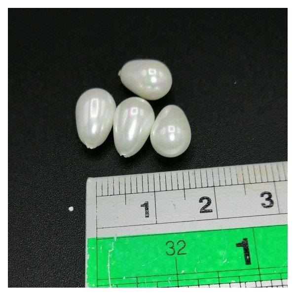 Dråbe-formet anboret shell perle, 8 x 11 mm, 4 stk. pr. enhed.