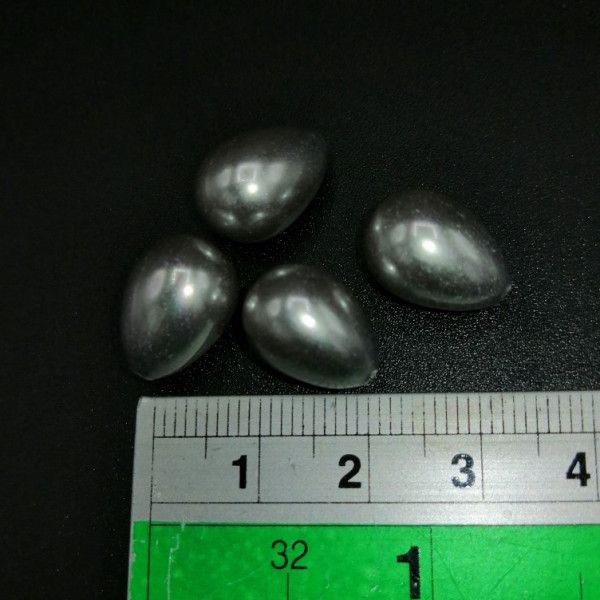 Dråbe-formet grå perlemor anboret shell perle, 10 x 14 mm, 4 stk. pr. enhed.