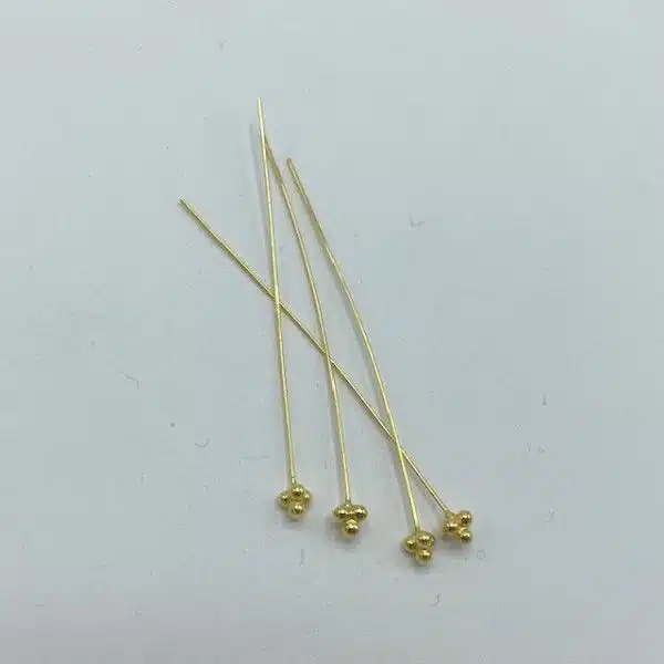 Headpins m. blomster-kugler sterlingsølv 18k. forgyld. 4 stk. S399