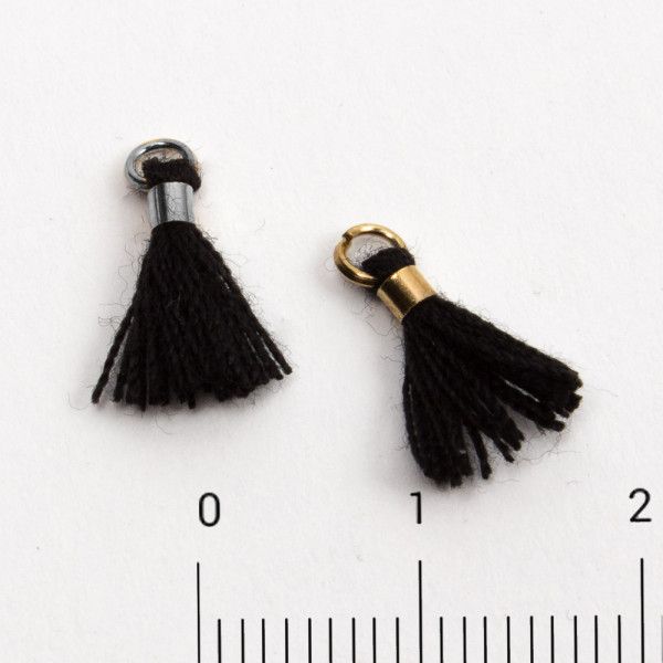 Kvast (mini) sort 10mm m. ring, 12stk.