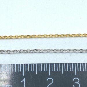 Løs kæde ædelstål m/u. 18k. forgyld. 1,5mm. 1 meter Æ225