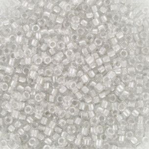 Miyuki Delica perle, str. 11/0. Sølvgrå indlagt krystal. 5 gram, DB-271