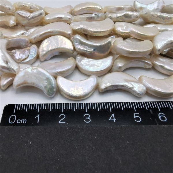 Moon perler ægte ferskvandsperle ca. 19 x 8 mm