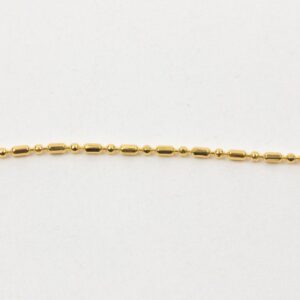 Kæde m. kugle og aflang perle, 1,2mm, 4m, guld