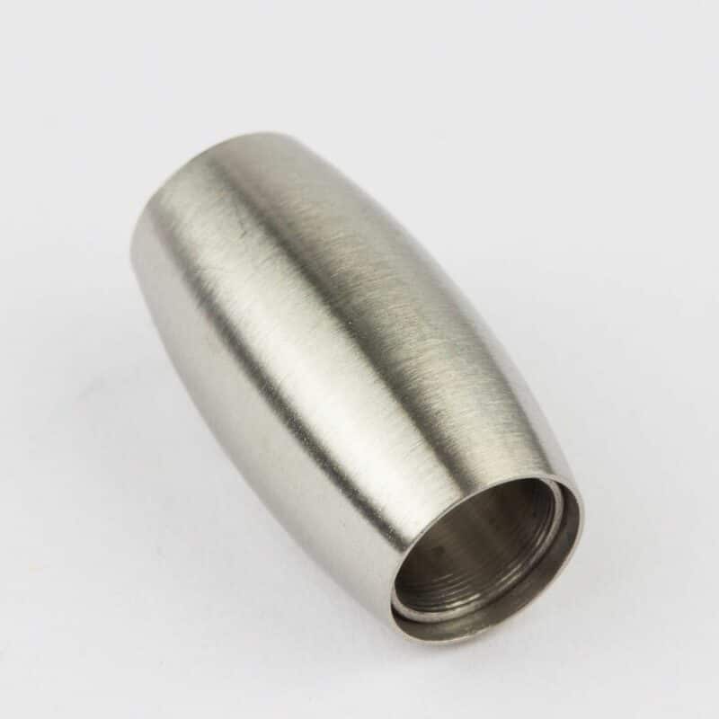 Oval magnetlås i ædelstål, hul 6mm, børstet stål