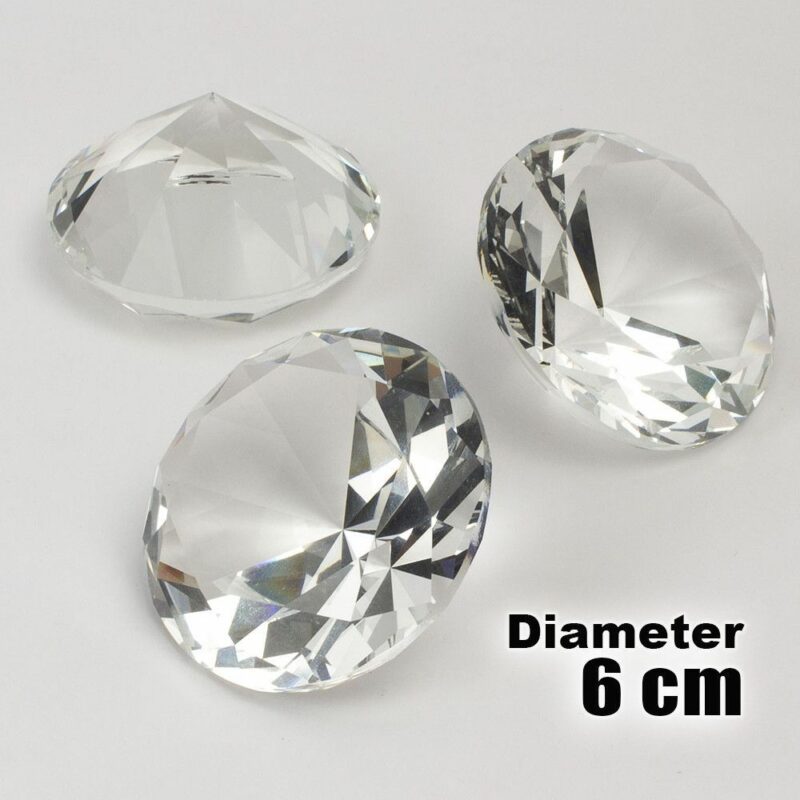 Stor Diamant krystal, dia. 6cm, klar