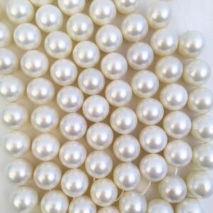 Perlemor - Shell perle, hvid, ca. dia. 14mm