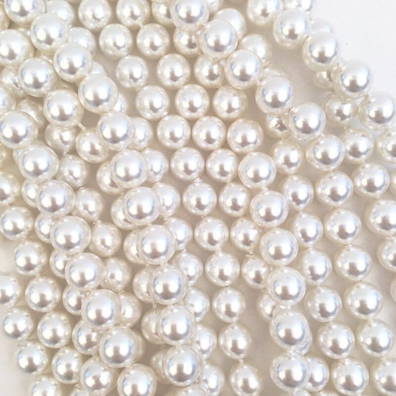 Perlemor - Shell perle, hvid, ca. dia. 8mm
