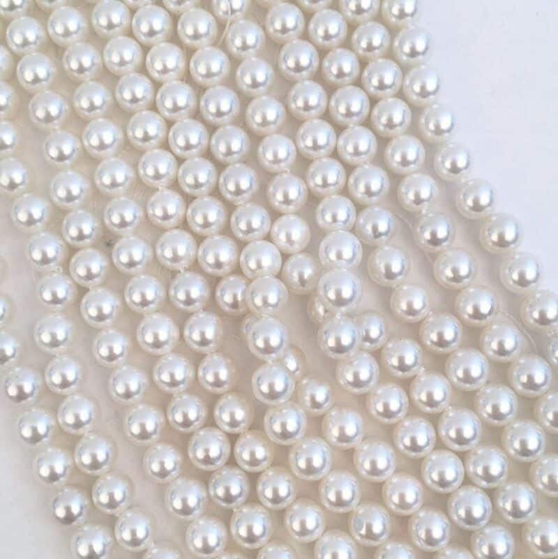 Perlemor - Shell perle, hvid, ca. dia. 5mm