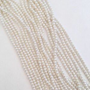 Perlemor - Shell perle, hvid, ca. dia. 3mm