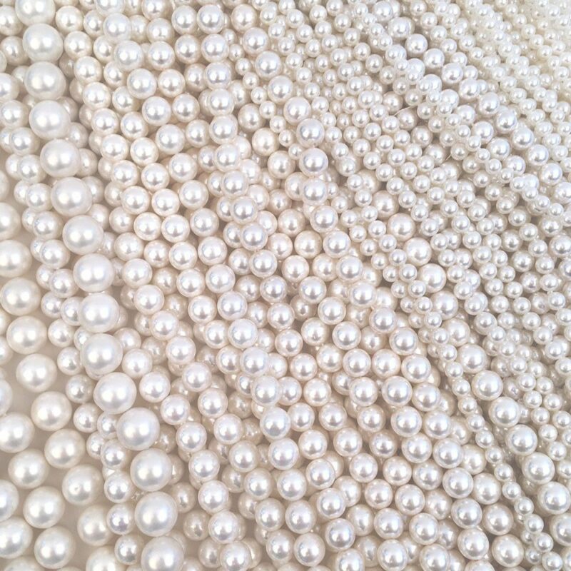Perlemor - Shell perle, hvid, ca. dia. 3mm