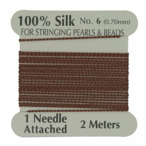 Silkesnor / perlesnor, ægte silke, brun, 2 m, 3str.