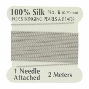 Silkesnor / perlesnor, ægte silke, grå, 2 m, 3str.