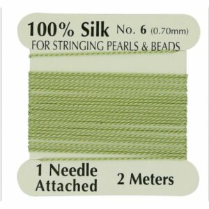 Silkesnor / perlesnor, ægte silke, grøn, 2 m, 3str.
