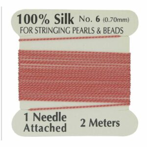 Silkesnor / perlesnor, ægte silke, Koral, 2 m, 3str.