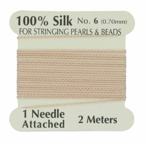 Silkesnor / perlesnor, ægte silke, Lyserød, 2 m, 3str.