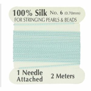 Silkesnor / perlesnor, ægte silke, turkis, 2 m, 3str.